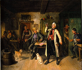 Bierprobe im Dorfgasthaus. von Hermann Volz