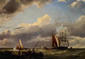 Holländische Schiffe bei leichter Brise in Küstennähe 1851