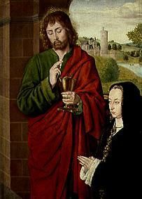 Anne de Beaujeu, Herzogin von Bourbon, und Johannes der Evangelist. von Hey, Jean  Meister von Moulins