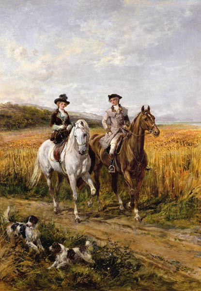 Couple Riding with Their Dogs von Heywood Hardy