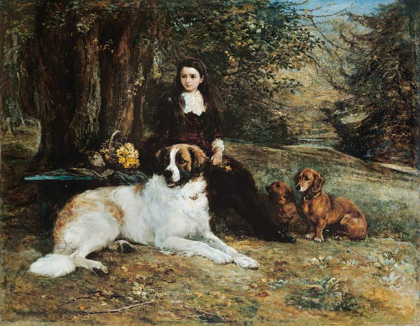 Girl With Dog von Heywood Hardy