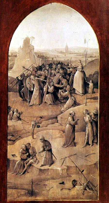 Christ on the Road to Calvary, from the Temptation of St. Anthony triptych (outside of right panel) von Hieronymus Bosch
