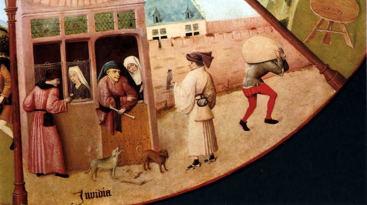 Die Sieben Todsünden und Die vier letzten Dinge. Detail: Neid von Hieronymus Bosch