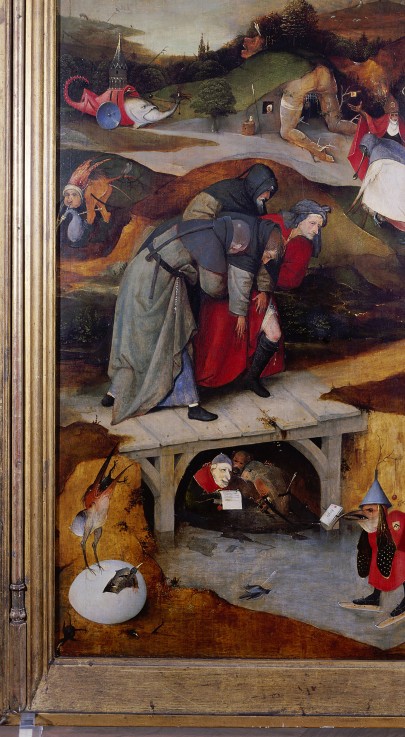 Die Versuchung des heiligen Antonius (Triptychon, Detail der linken Flügel) von Hieronymus Bosch