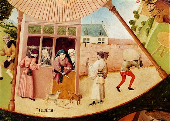 Envy, detail from the Table of the Seven Deadly Sins and the Four Last Things, c.1480 von Hieronymus Bosch