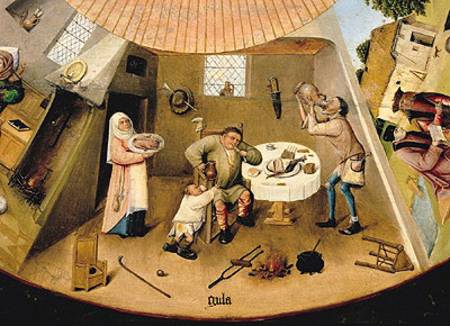Gluttony, detail from the Table of the Seven Deadly Sins and the Four Last Things von Hieronymus Bosch