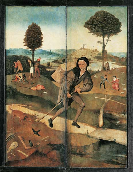 Der Pilger (Heuwagen-Triptychon, Rückseite) von Hieronymus Bosch