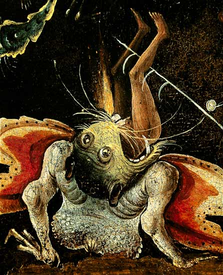 The Last Judgement, detail of a man being eaten by a monster von Hieronymus Bosch
