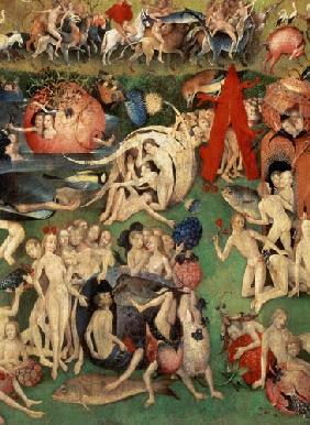 The Garden of Earthly Delights: Allegory of Luxury, detail of the central panel c.1500