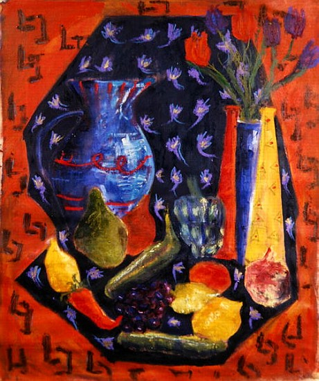 Blue and Red Jug, 2003 (oil on canvas)  von Hilary  Rosen