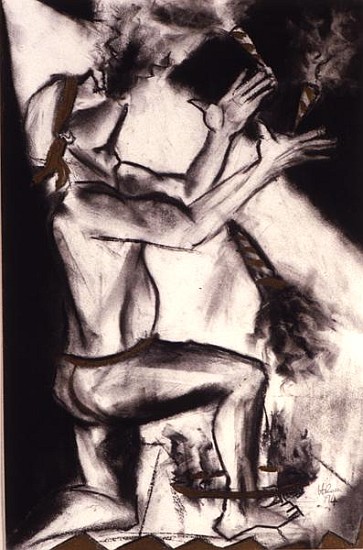 Fire Eater, 1994 (charcoal on paper)  von Hilary  Rosen
