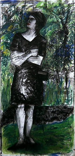 Woman in the Park (pastel & charcoal on paper)  von Hilary  Rosen
