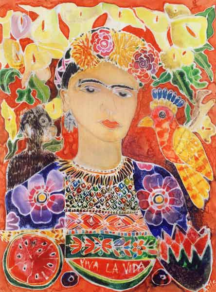 Respects to Frida Kahlo, 2002 (coloured ink on silk)  von Hilary  Simon