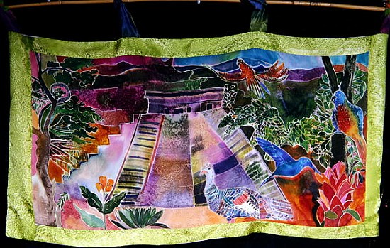 Mayan Temple, 2005 (dyes on silk)  von Hilary  Simon