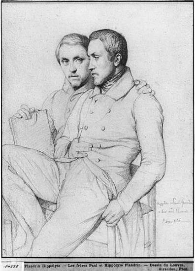 Double portrait of Hippolyte and Paul Flandrin, 1835 (black lead on paper) von Hippolyte Flandrin