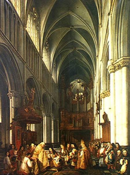 Entrance of Louis XIV (1638-1715) into the Cathedral of Saint-Omer von Hippolyte Joseph Cuvelier