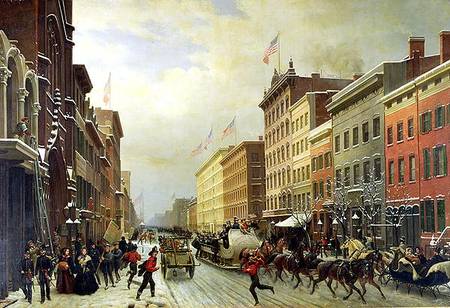 Street Scene in New York von Hippolyte Victor V. Sebron