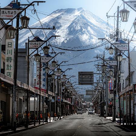 Straße,die zum Berg Fuji führt