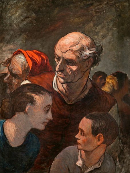 Familie auf den Barrikaden von Honoré Daumier