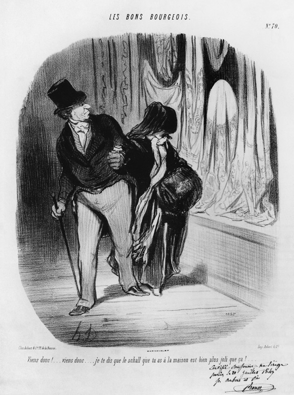 Series ''Les Bons Bourgeois'', Come along, I am telling you the scarf you have at home is much more  von Honoré Daumier