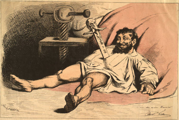 Daumier,erdolcht v.Napoleon/Karik./Gill von Honoré Daumier