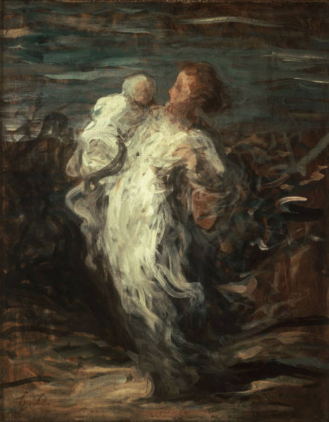 Daumier/ Mutter und Kind/Gem. 1865-70 von Honoré Daumier