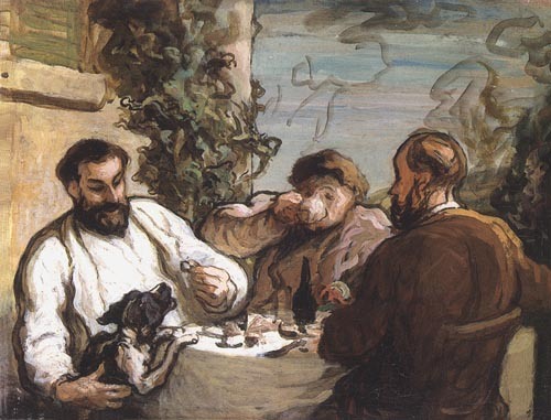 Le Déjeuner à la campagne on Fin dún déjeuner von Honoré Daumier