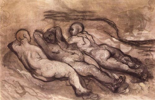 Trois femmes nues couchées von Honoré Daumier