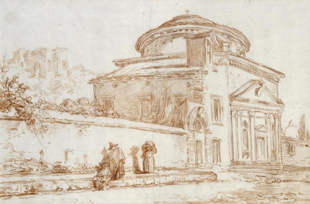 Villa Sacchetti, Rome (red chalk on paper) von Hubert Robert