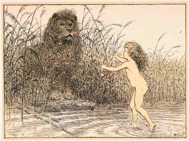 Lieber Löwe lauf nicht davon / hab’ keine Angst vvor Klein-Marion! von Hugo Hoppener Fidus