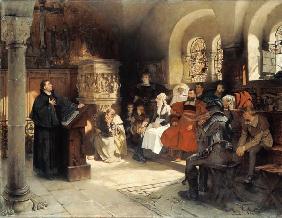 Luther Preaches using his Bible Translation while Imprisoned at Wartburg 1882