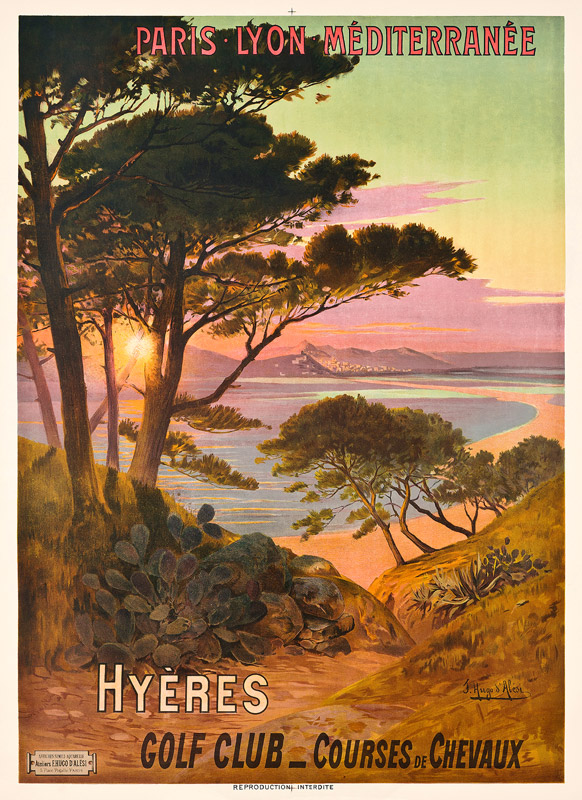 Poster advertising Hyeres, France von Hugo d' Alesi