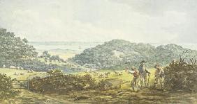 Panoramic 'before' view, from the Red Book for Antony House, c.1812 (w/c on paper) 19th