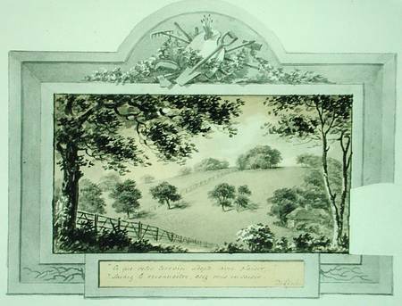 'Before' view of the grounds, from the Red Book for Antony House von Humphry Repton