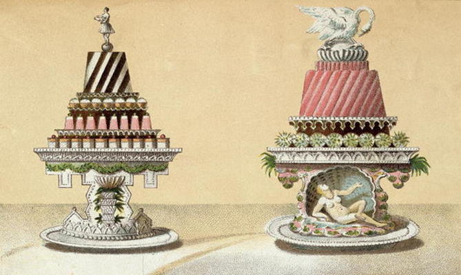 Design for the presentation of Charlottes a la Reine & Pain de Framboises a la Leda, illustration fr von Hungarian School (19th century)