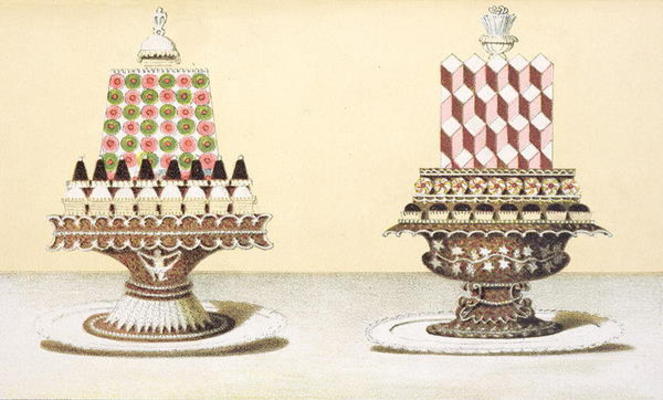 Design for the presentation of desserts, illustration from a Hungarian cookery book on French cookin von Hungarian School (19th century)