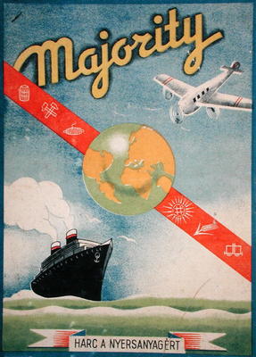 'Majority': 'The War to obtain Raw Materials in the World', Hungarian board game c.1940 (colour lith von Hungarian School, (20th century)