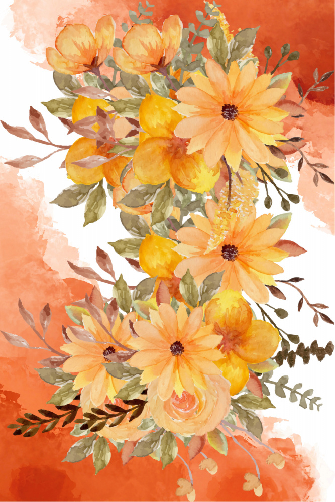 Orangefarbene Blumen und Pflanzen von Hussein Abdel Aal