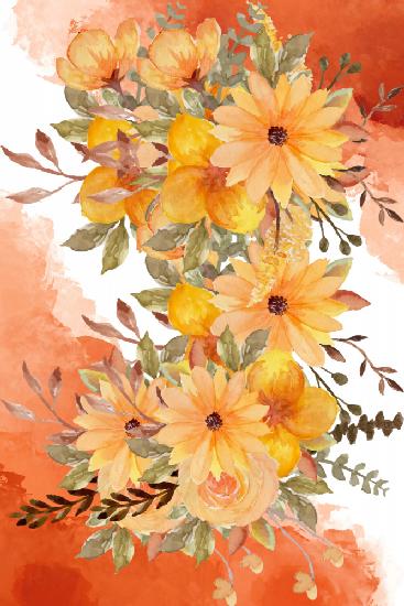 Orangefarbene Blumen und Pflanzen