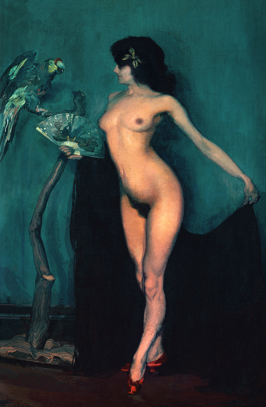 Nude Woman and Parrot von Ignazio Zuloaga