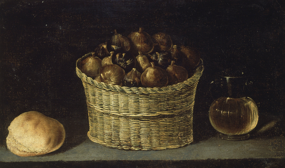Wicker Basket with Figs, Bread and Pitcher with Honey von Ignazio Zuloaga