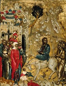 Der Einzug Jesu in Jerusalem. von Ikone (russisch)
