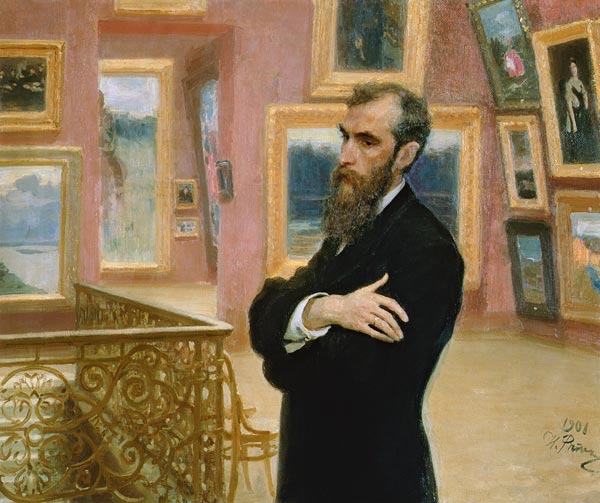 Portrait of Pavel Tretyakov (1832-98) in the Gallery von Ilja Jefimowitsch Repin