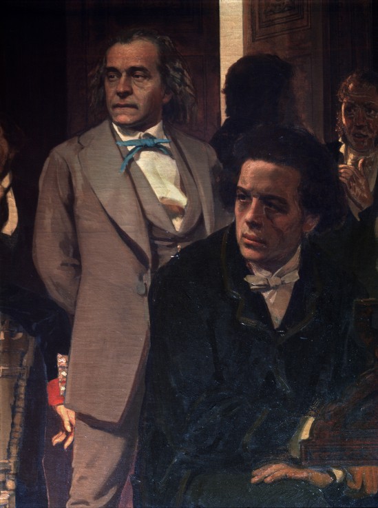 Die Komponisten Anton Rubinstein und Alexander Serow (Detail des Bildes Slawische Komponisten) von Ilja Jefimowitsch Repin