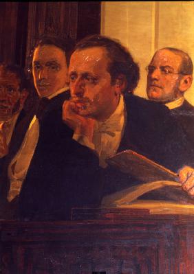 Die Komponisten Michail Oginski, Fryderyk Chopin und Stanislaw Moniuszko (Detail des Bildes Slawisch 1872
