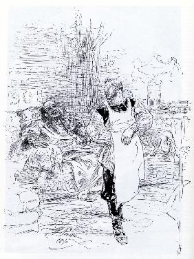 Illustration zur Erzählung "Der Tod des Iwan Iljitsch" von L. Tolstoi 1896