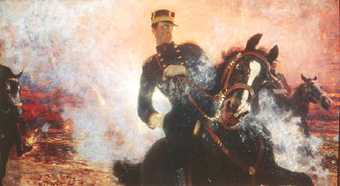 König Albert I. von Belgien bei der Explosion des Staudamms 1914 von Ilja Jefimowitsch Repin