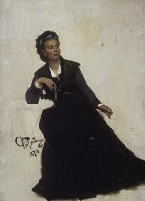Dame, mit dem Schirm spielend 1874