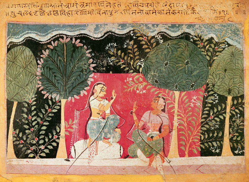 Two Princes in a Garden, from the 'Gita Govinda' von Indian School