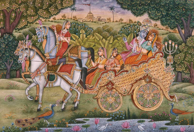 Radha and Krishna (gouache and w/c on paper) von Indian School